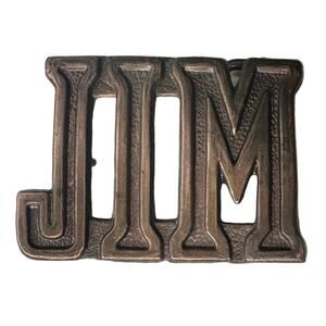 Vintage Personalized Name "JIM" Block Letters Belt Buckle by The CHAD MFG Co